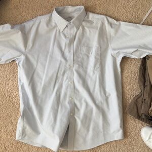L.L. Bean Men's White and Blue Pinstripe Shirt